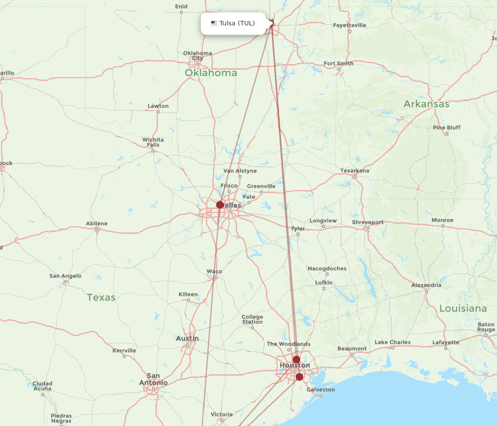 TUL to CRP flights and routes map