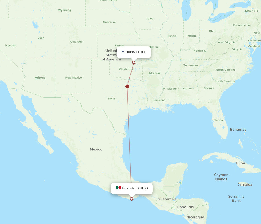 TUL-HUX flight routes