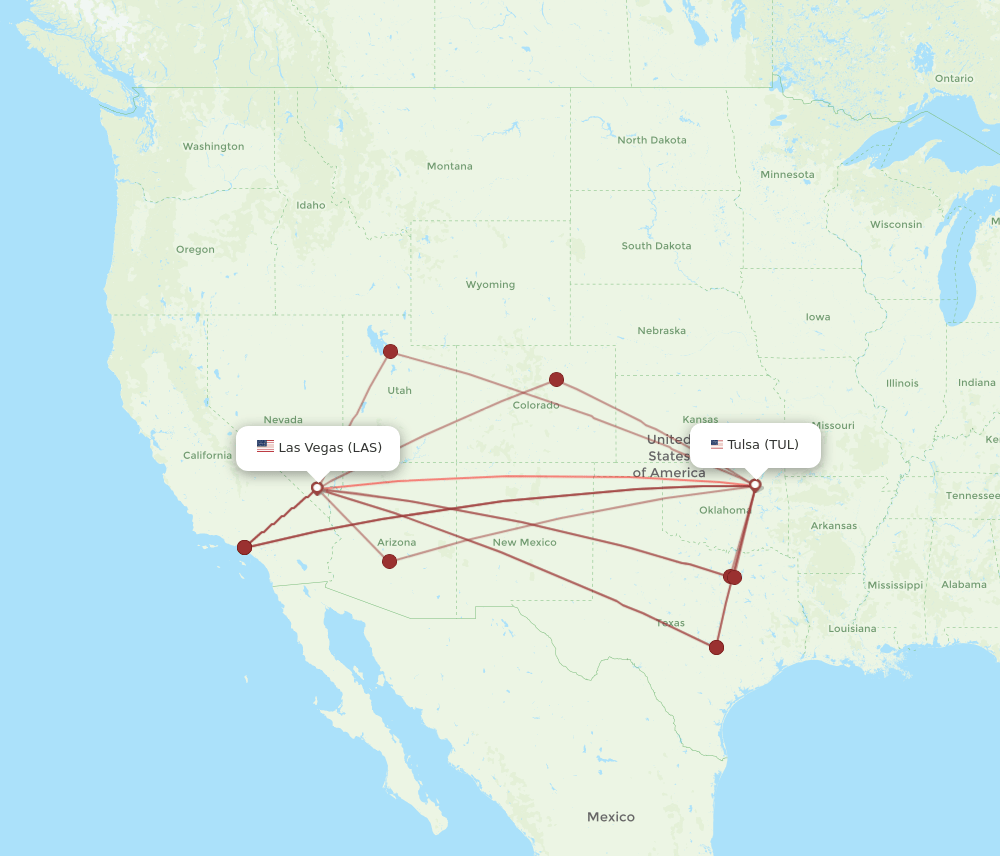 TUL-LAS flight routes