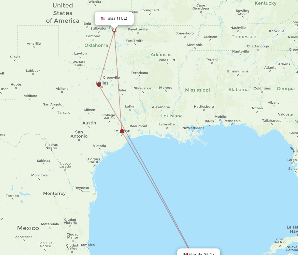 TUL-MID flight routes