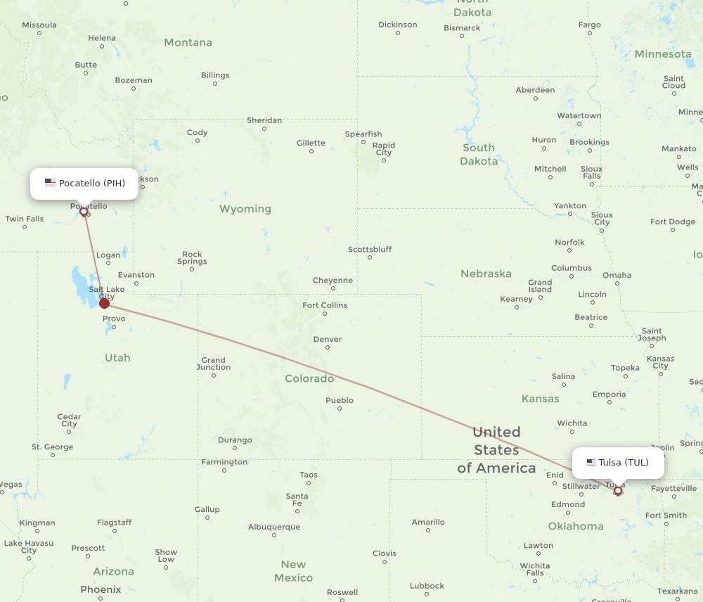 TUL-PIH flight routes