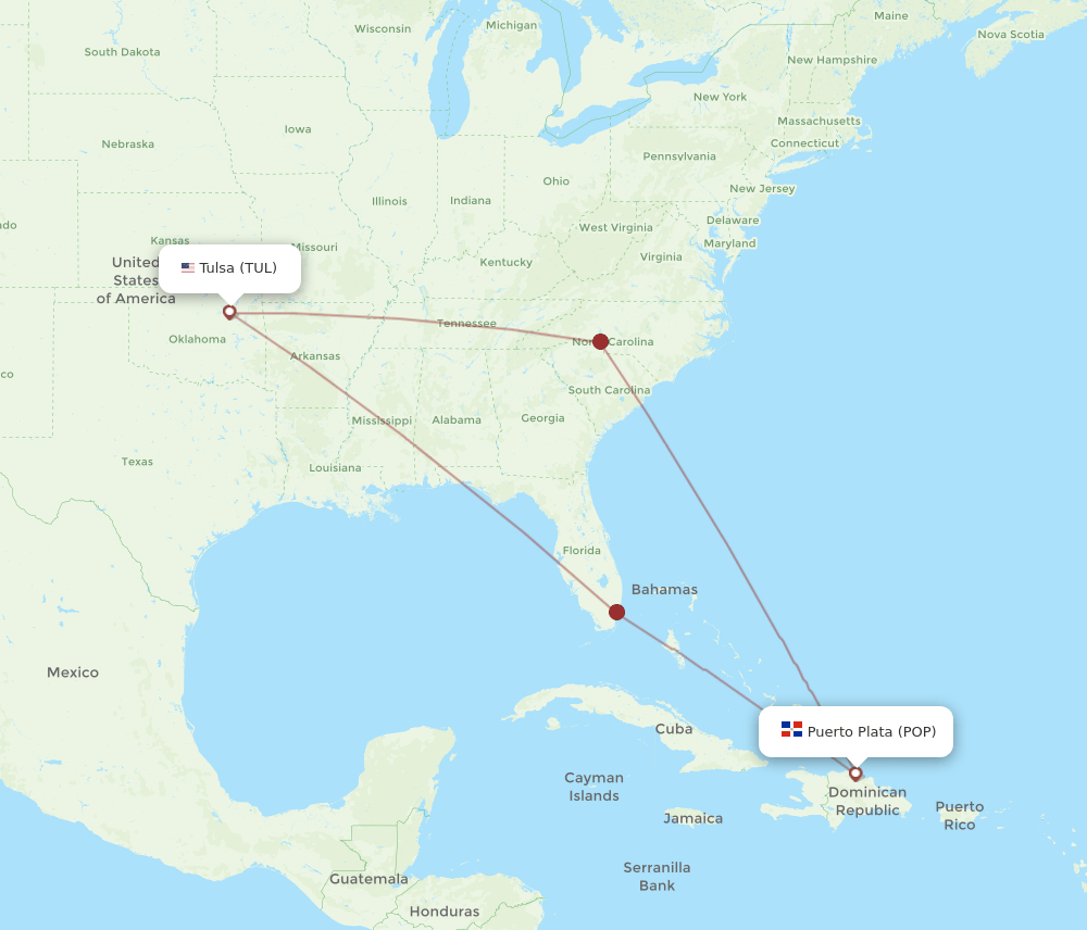 TUL-POP flight routes
