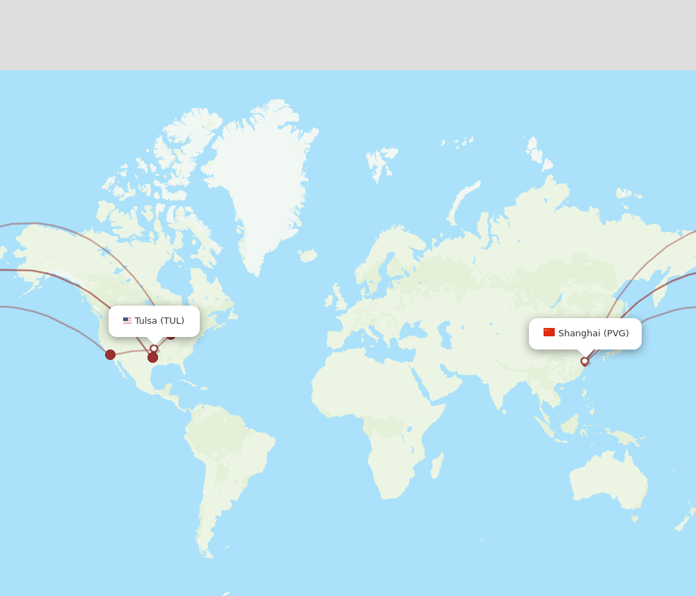 TUL-PVG flight routes