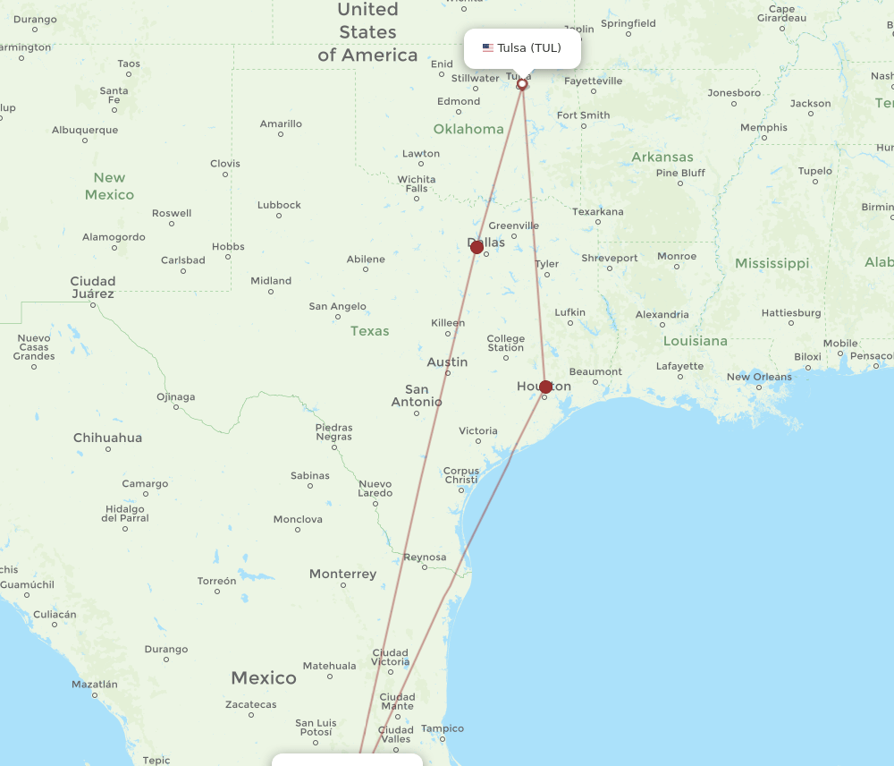 TUL-QRO flight routes