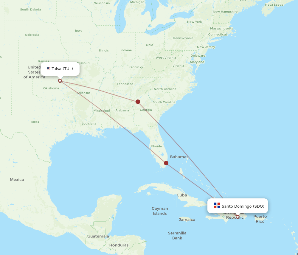 TUL-SDQ flight routes