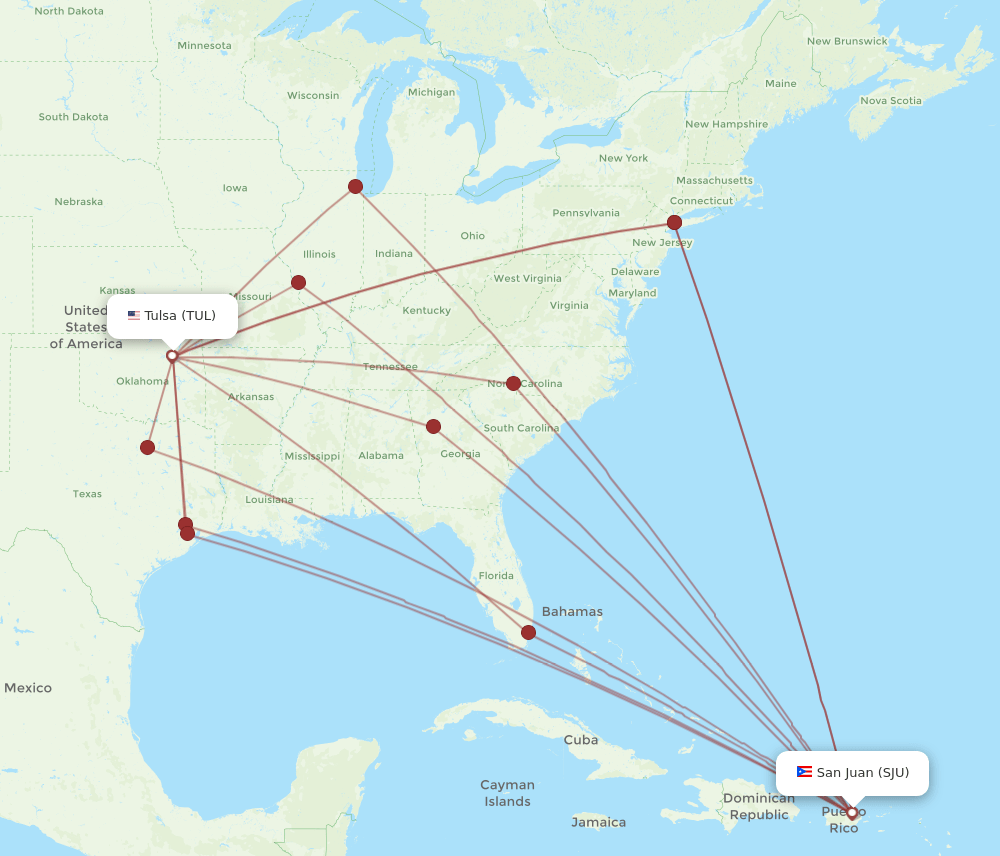TUL-SJU flight routes
