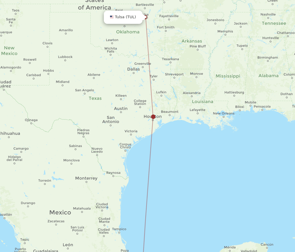 TUL-VER flight routes