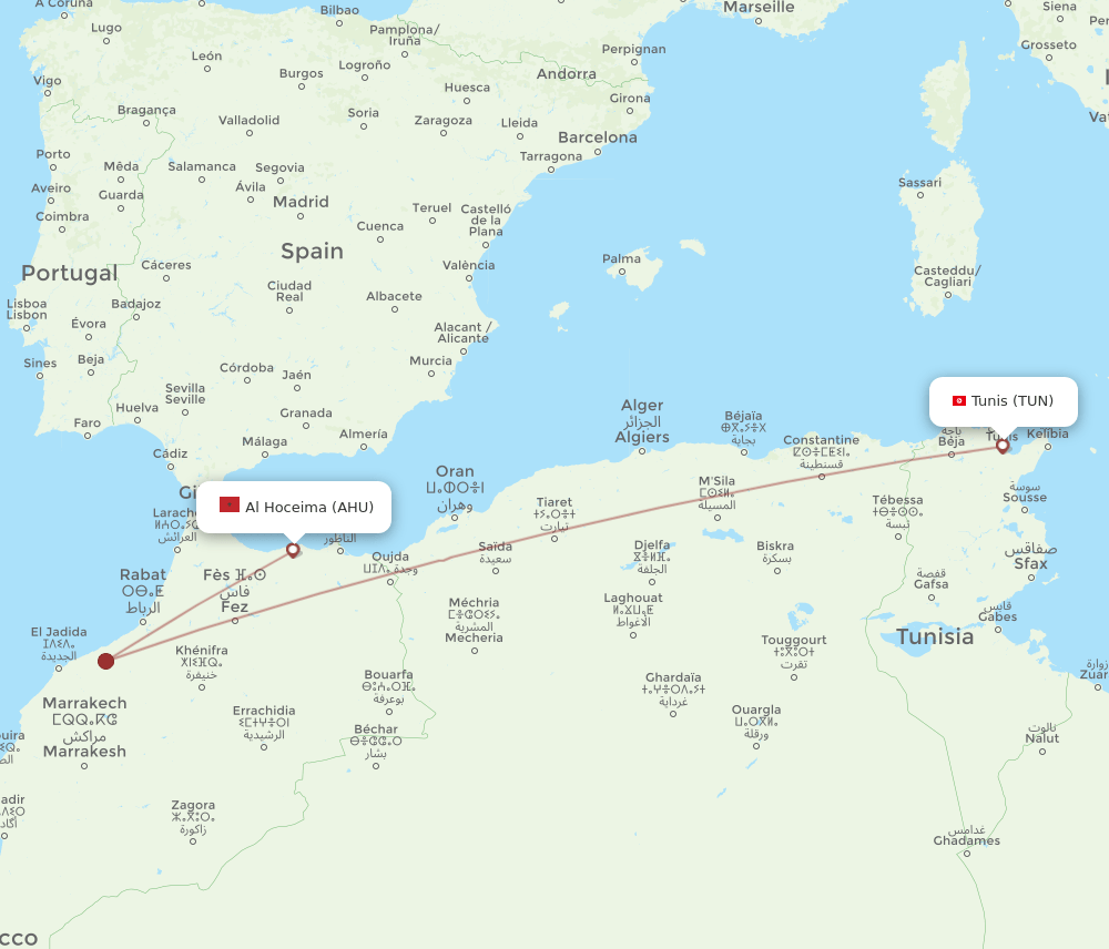 TUN-AHU flight routes
