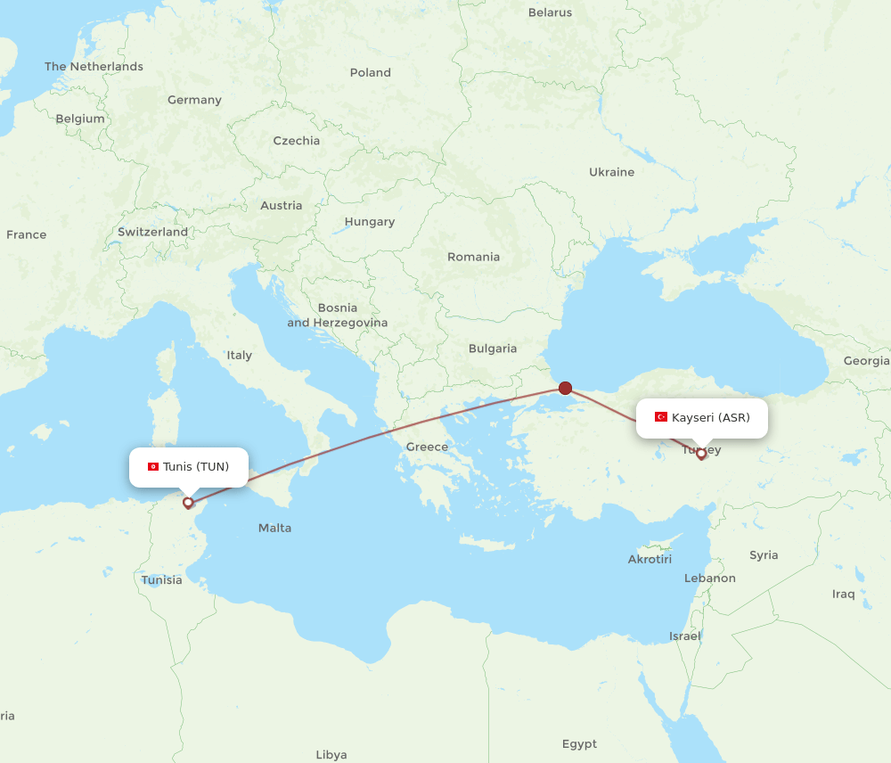 TUN-ASR flight routes