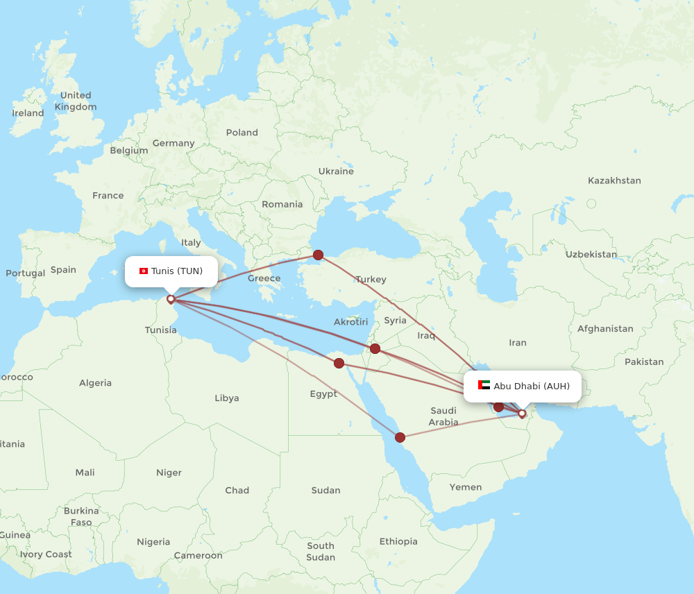 TUN-AUH flight routes
