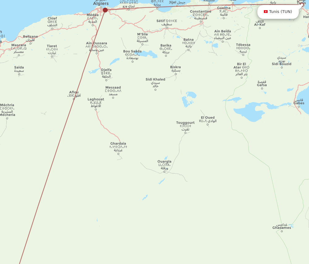 TUN-AZR flight routes