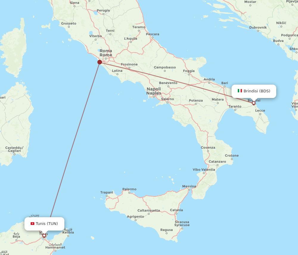 TUN-BDS flight routes