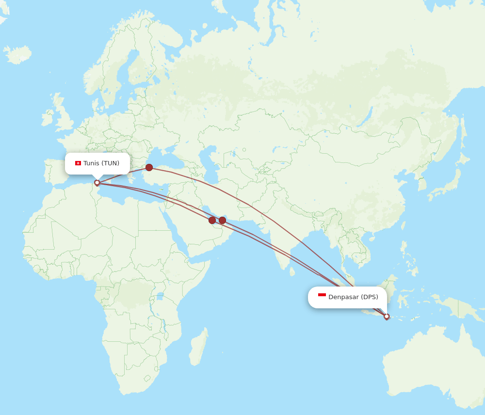 TUN-DPS flight routes