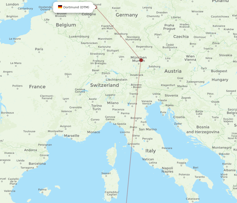 TUN-DTM flight routes