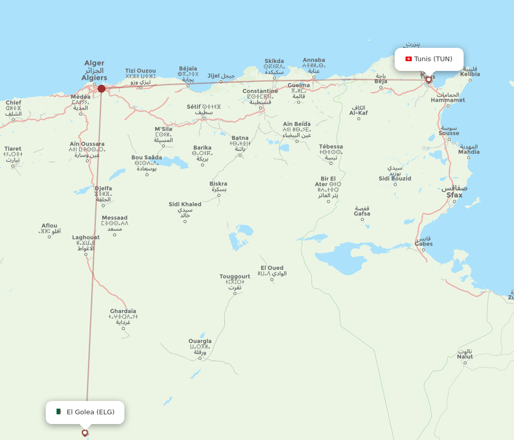 TUN-ELG flight routes
