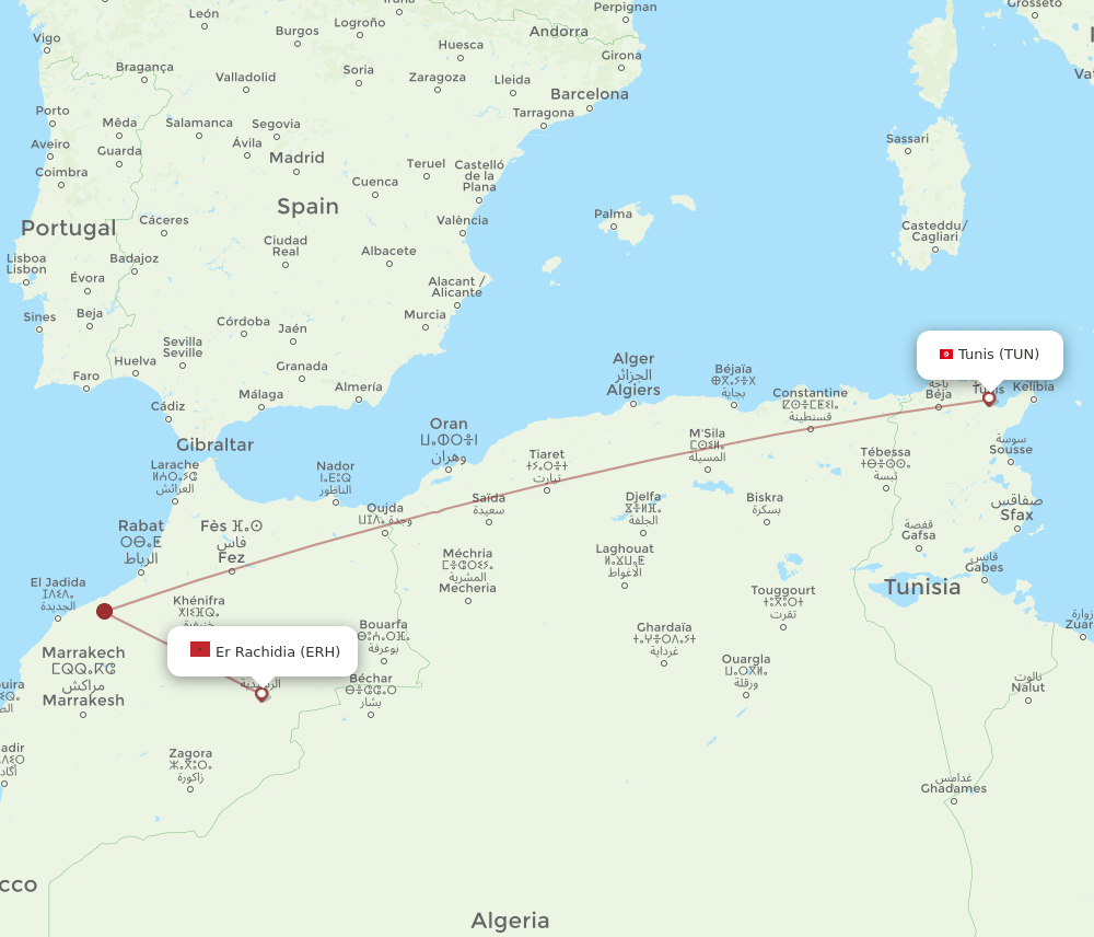 TUN-ERH flight routes