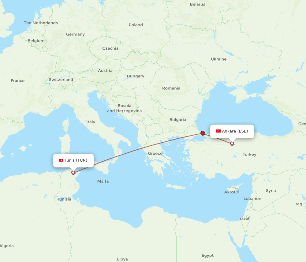 TUN-ESB flight routes