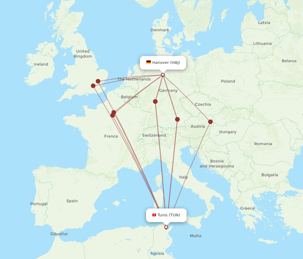 TUN-HAJ flight routes