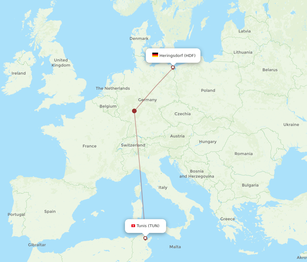 TUN-HDF flight routes