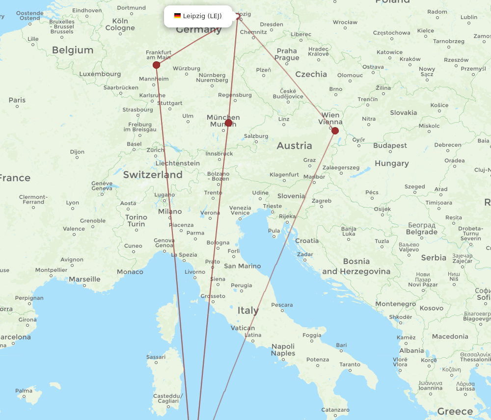 TUN-LEJ flight routes