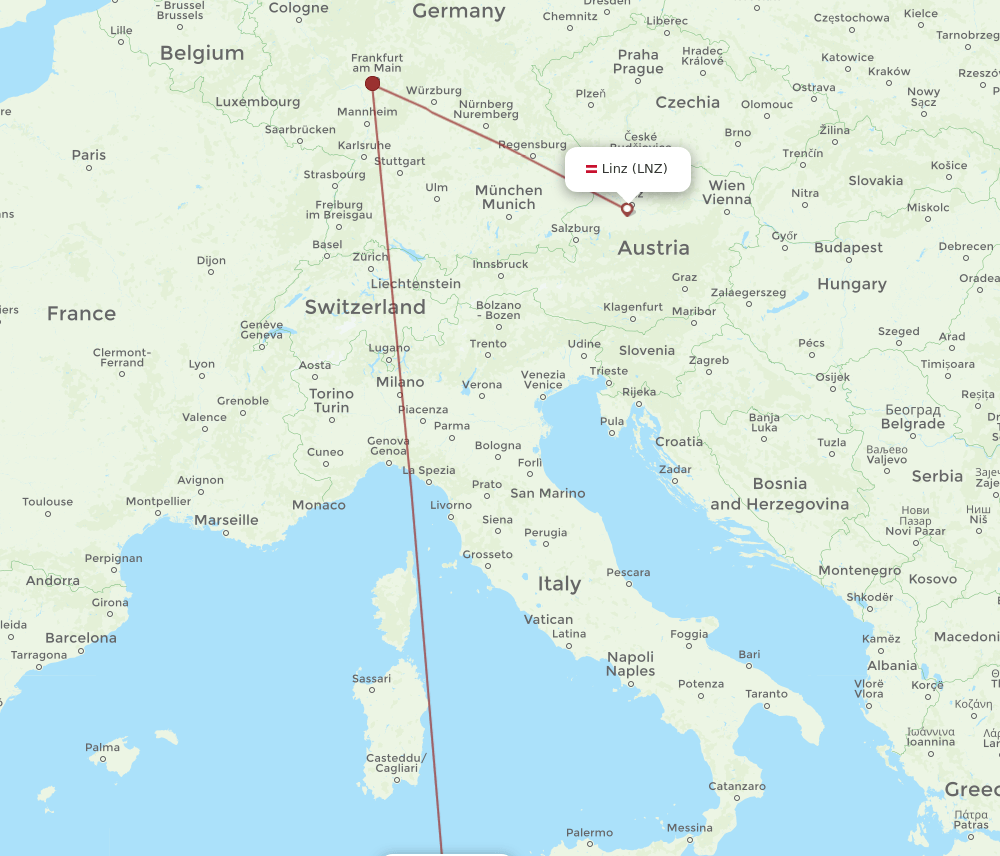 TUN-LNZ flight routes