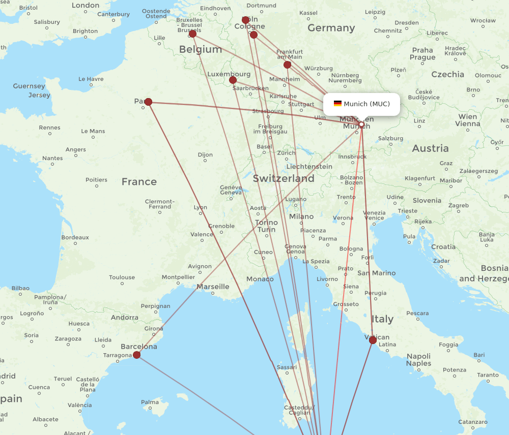TUN-MUC flight routes