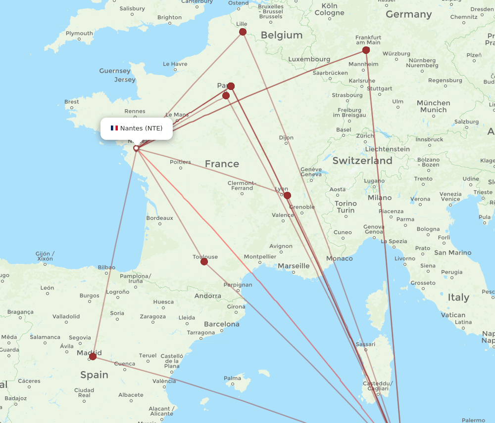 TUN-NTE flight routes