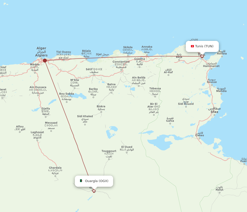 TUN-OGX flight routes