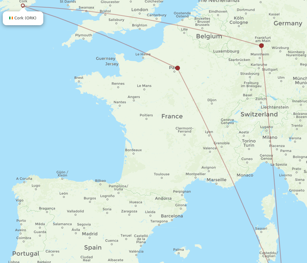 TUN-ORK flight routes