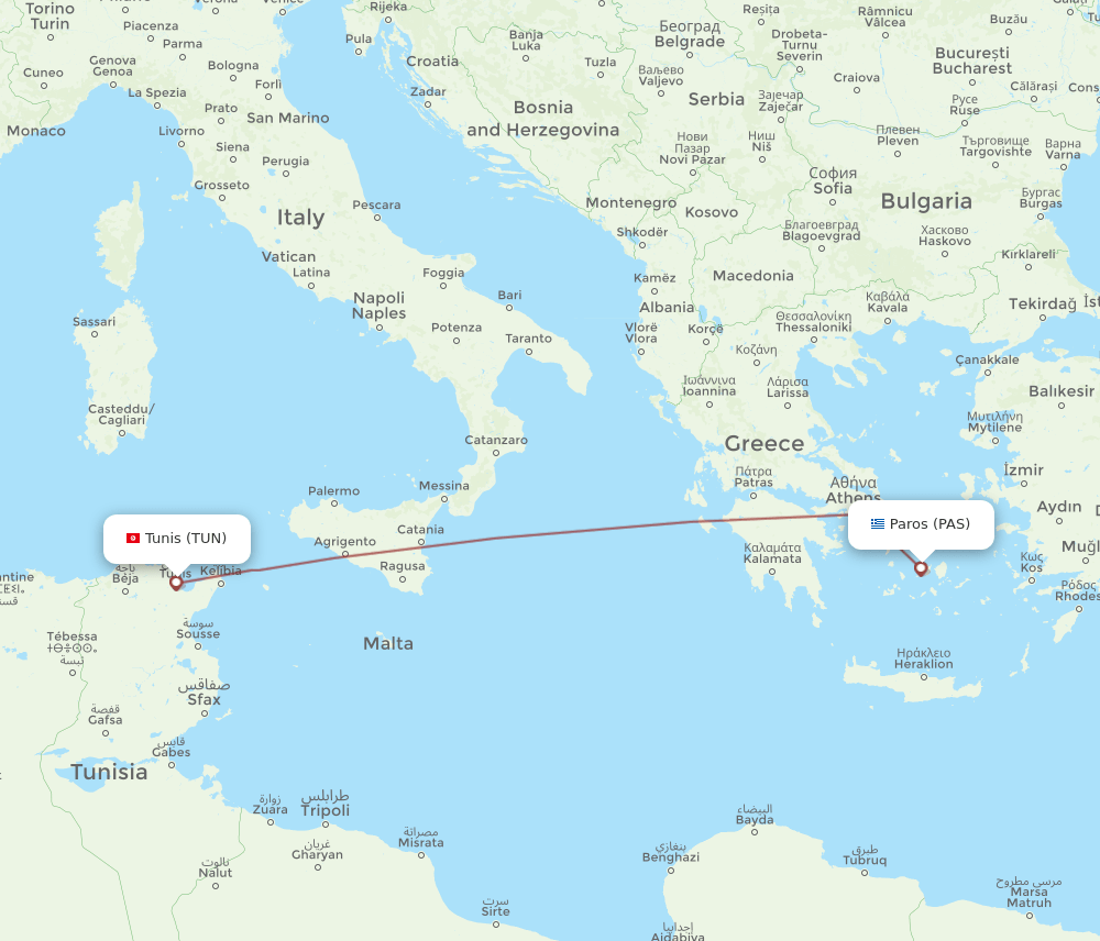 TUN-PAS flight routes
