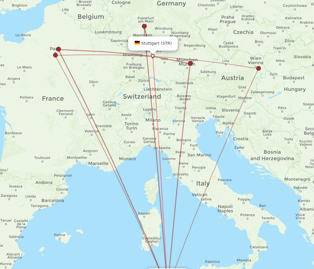 TUN-STR flight routes
