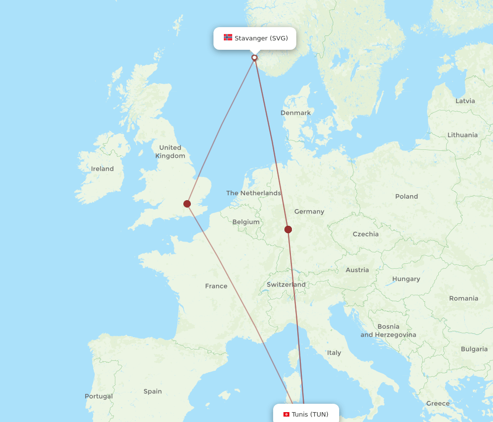 TUN-SVG flight routes