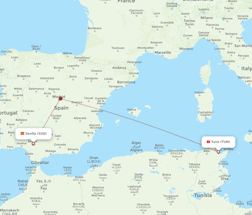 TUN-SVQ flight routes