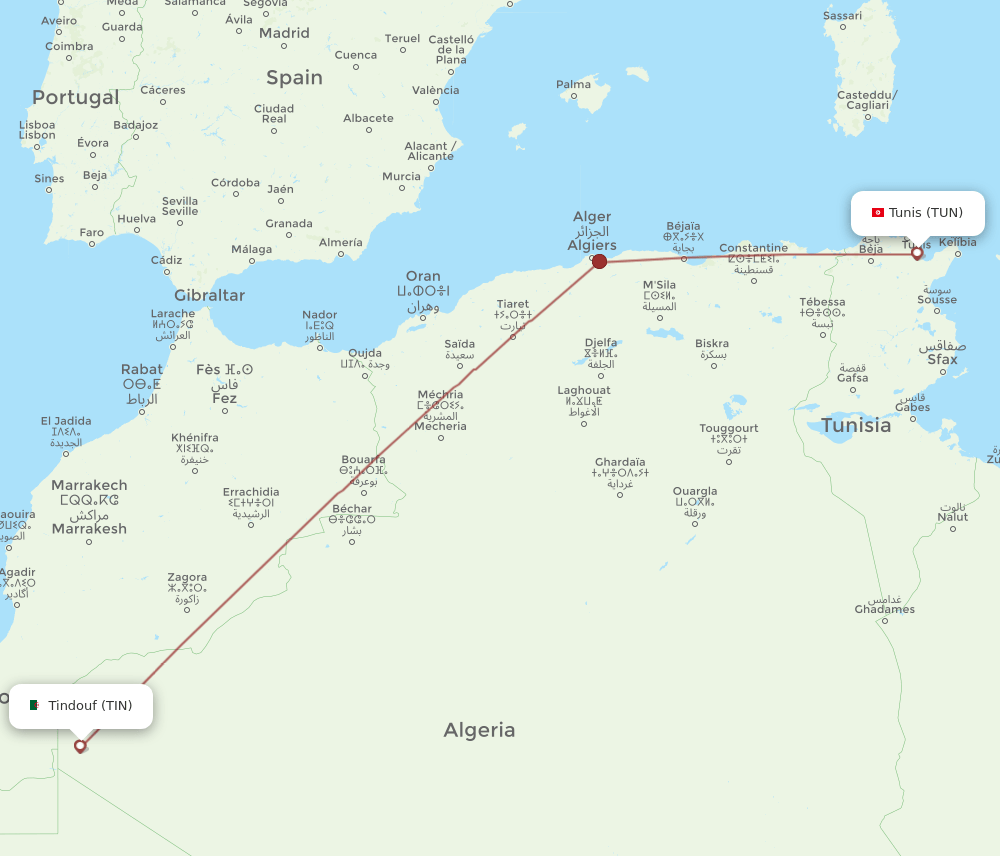 TUN-TIN flight routes