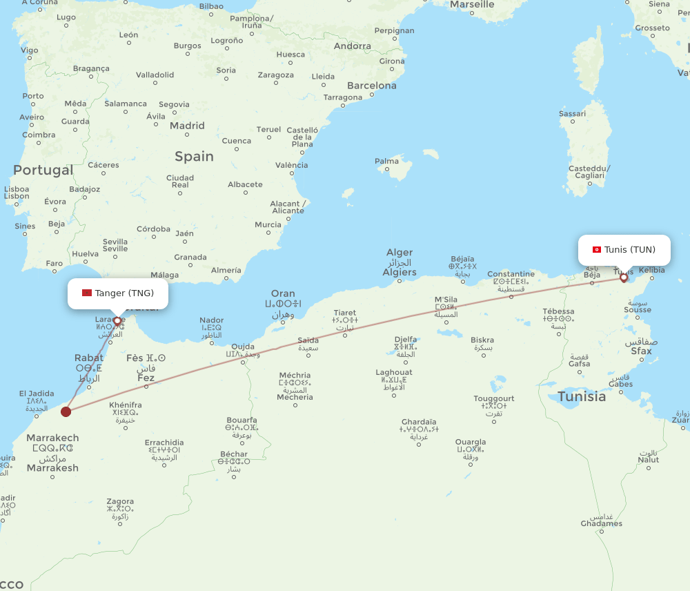 TUN-TNG flight routes