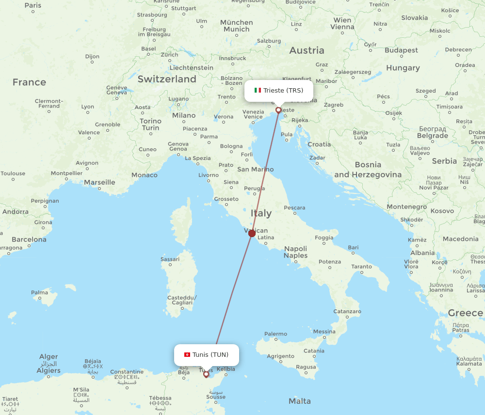 TUN-TRS flight routes