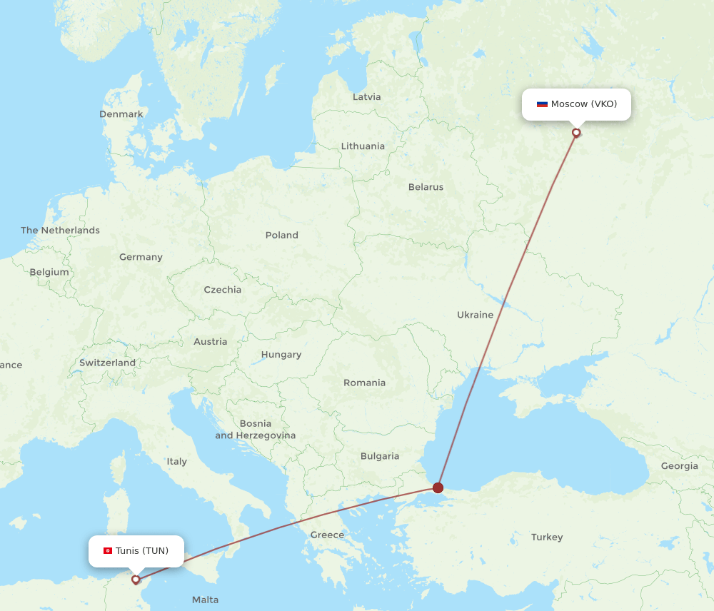 TUN-VKO flight routes