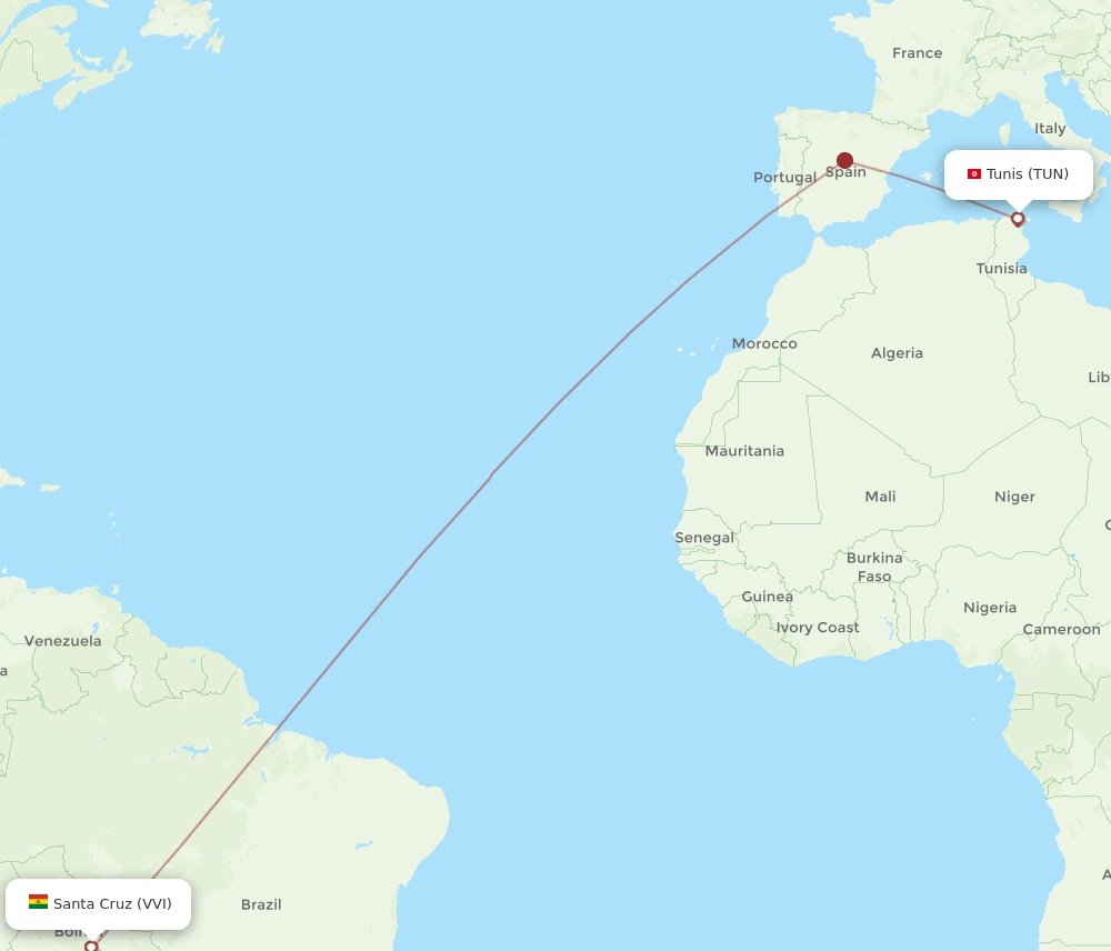 TUN-VVI flight routes