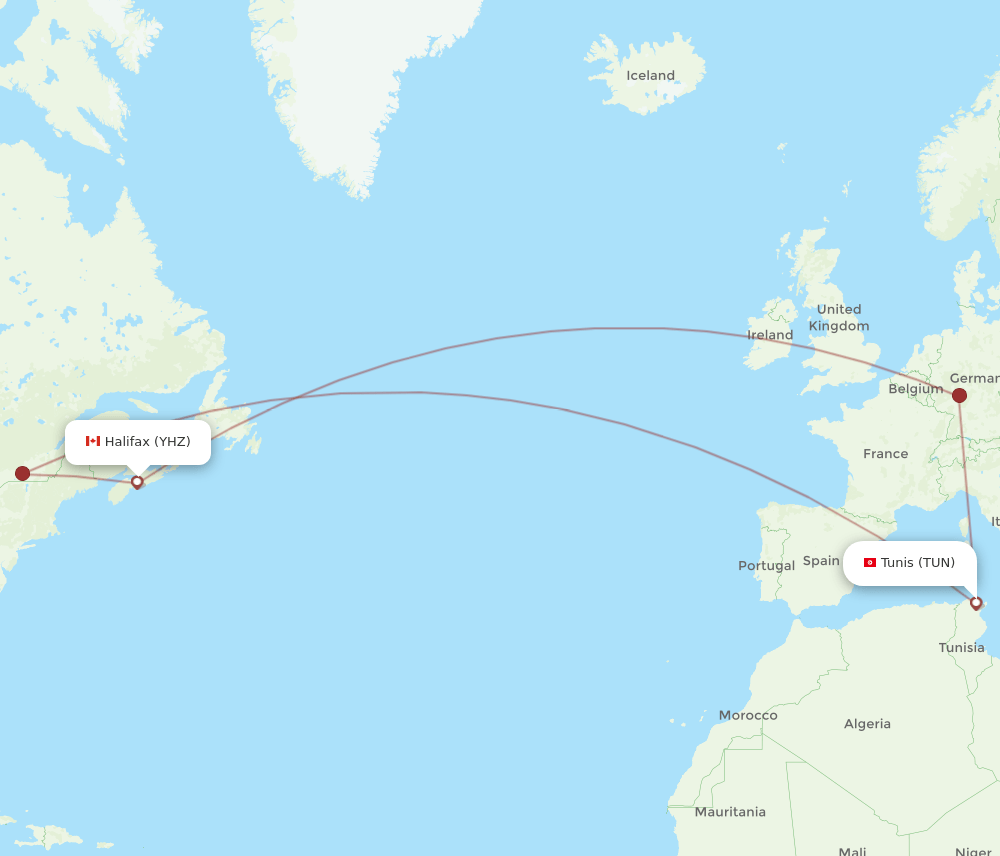 TUN-YHZ flight routes