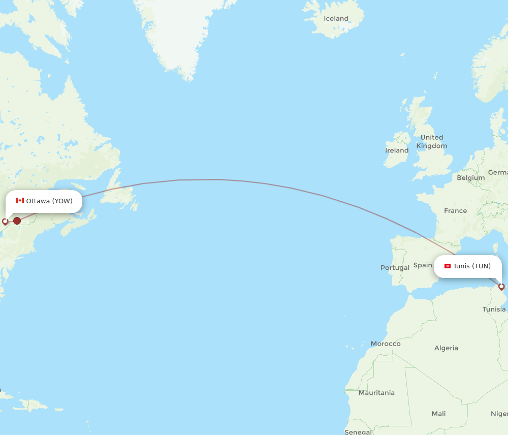 TUN-YOW flight routes