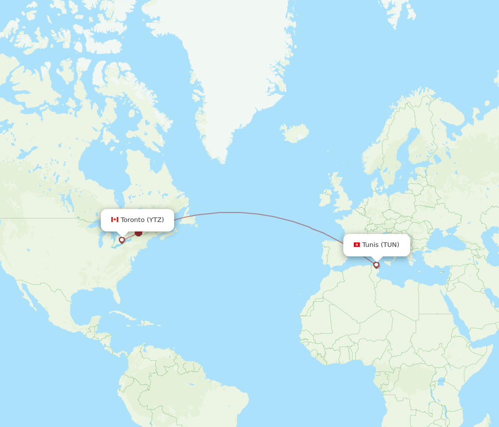 TUN-YTZ flight routes