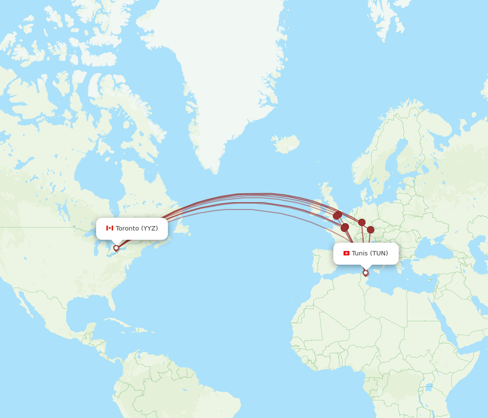 TUN-YYZ flight routes