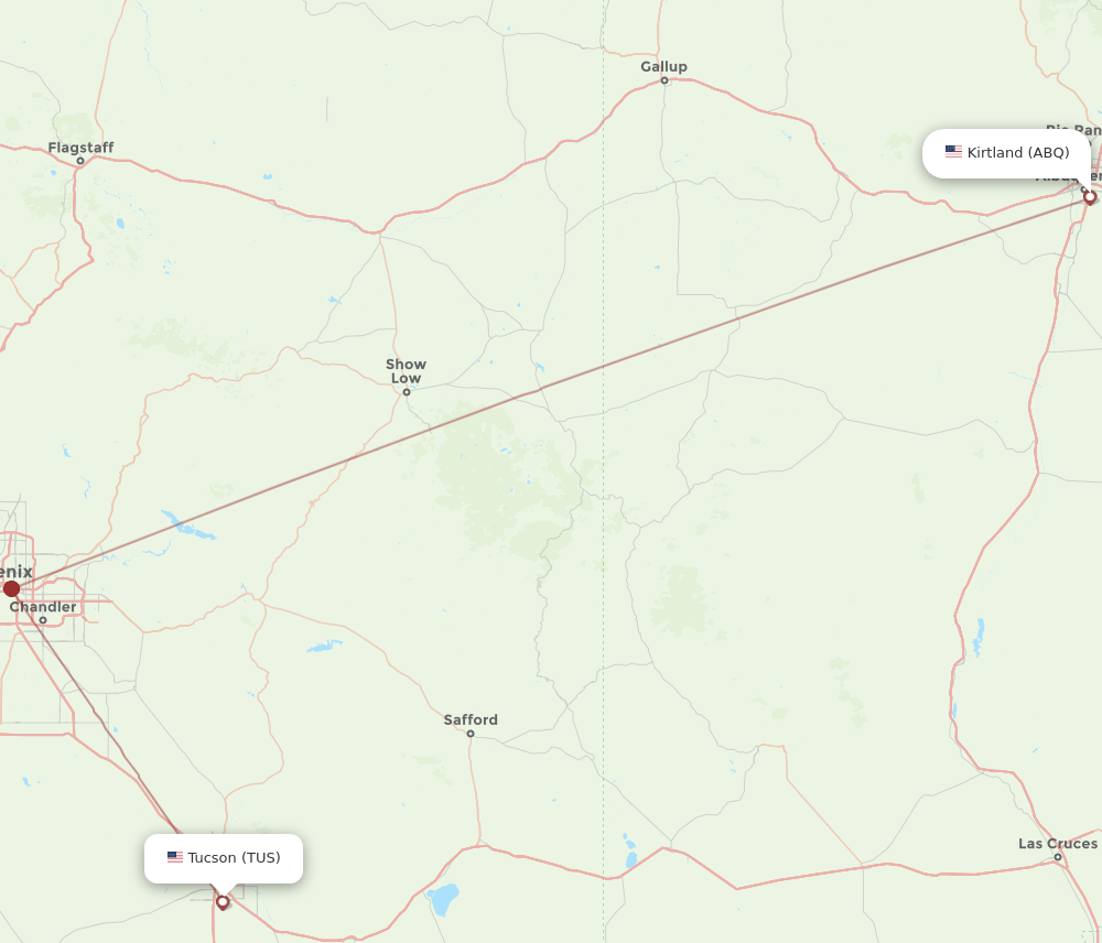 TUS-ABQ flight routes