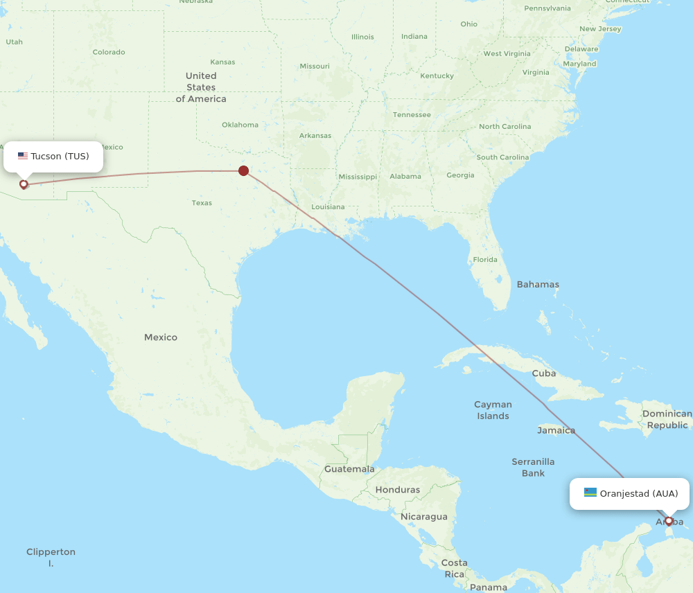 TUS-AUA flight routes