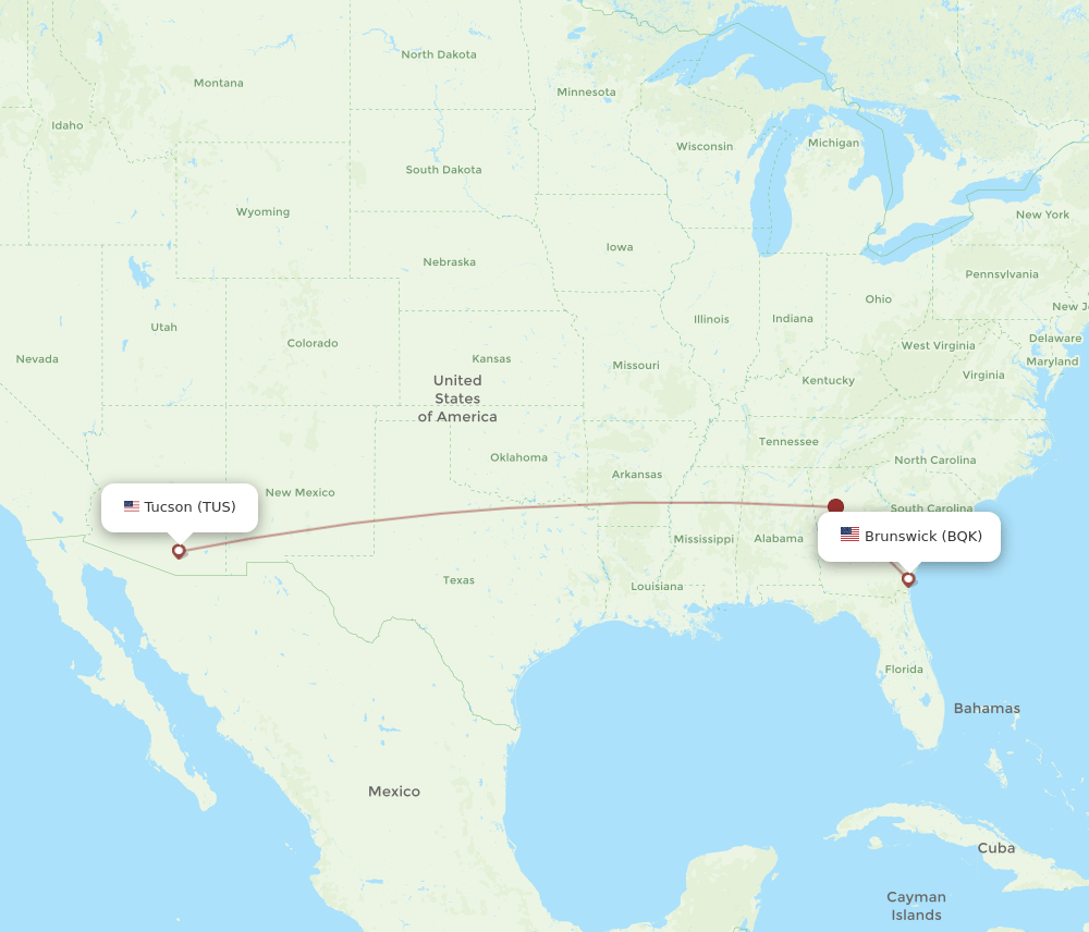 TUS-BQK flight routes