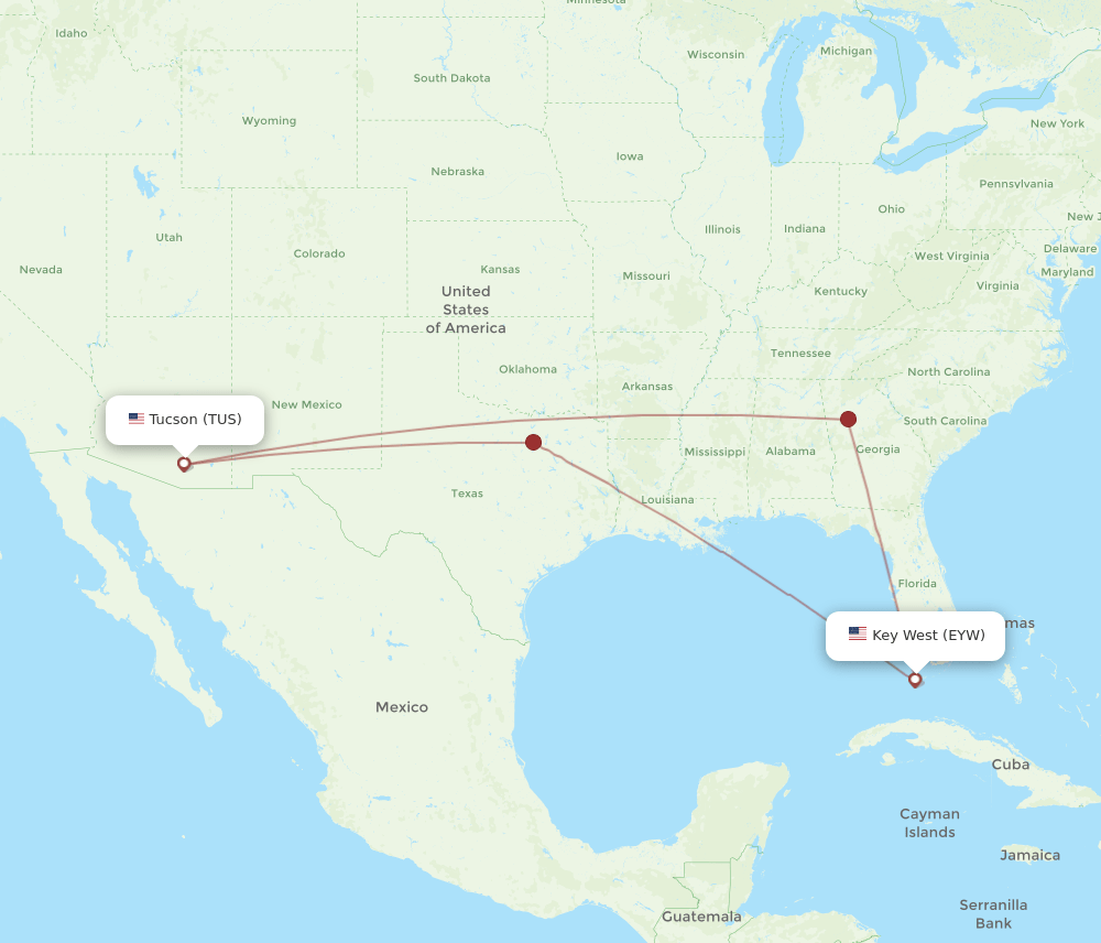 TUS-EYW flight routes