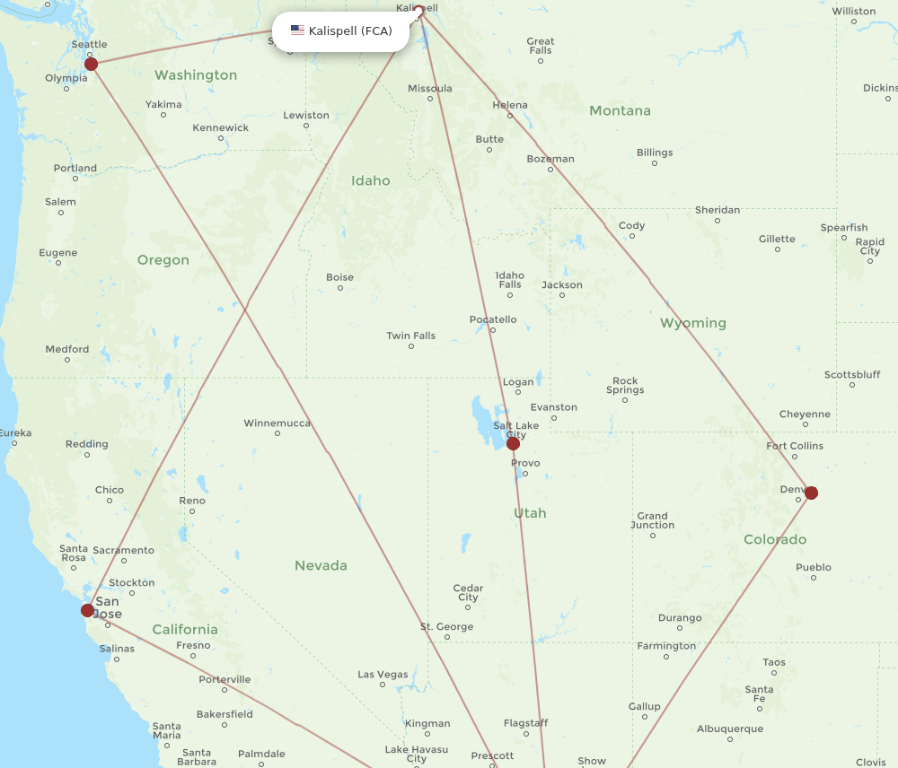 TUS-FCA flight routes