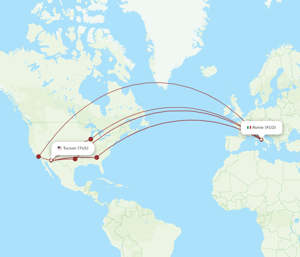 TUS-FCO flight routes