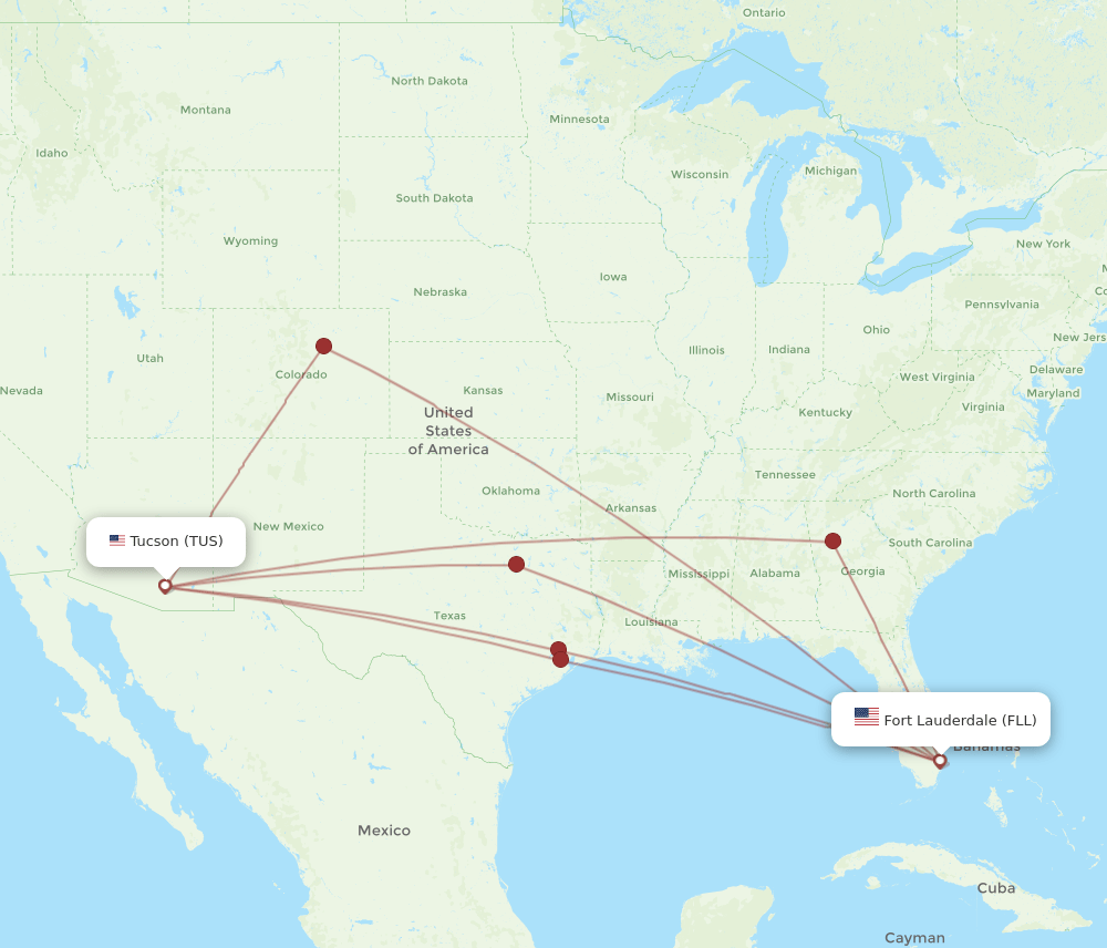 TUS-FLL flight routes