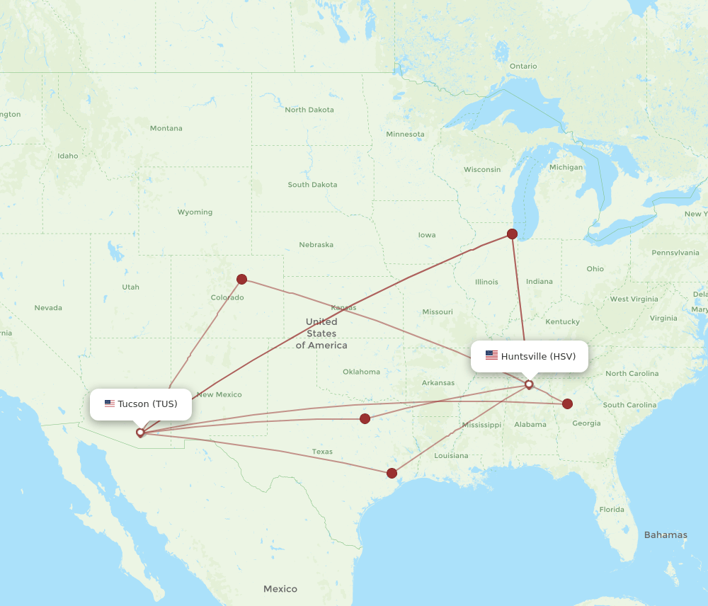 TUS-HSV flight routes